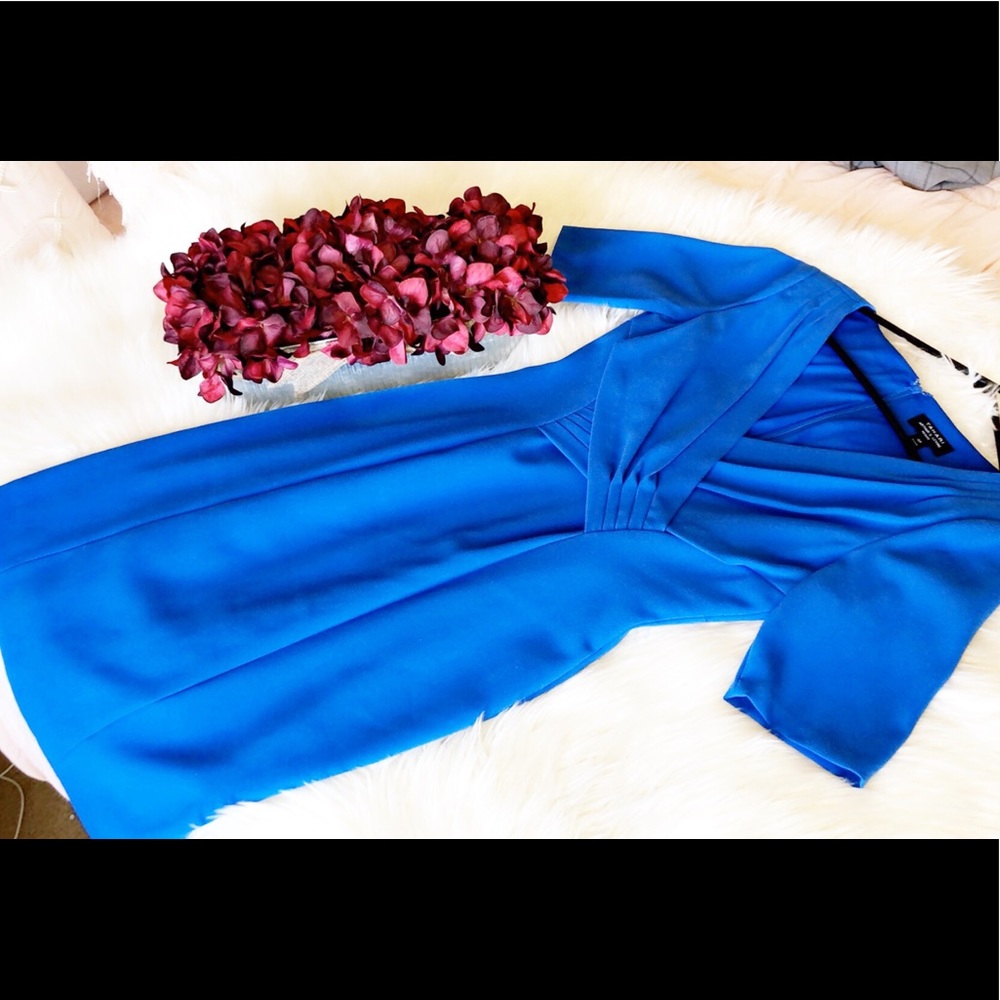 TAHARI Petite Royal Blue Midi Dress